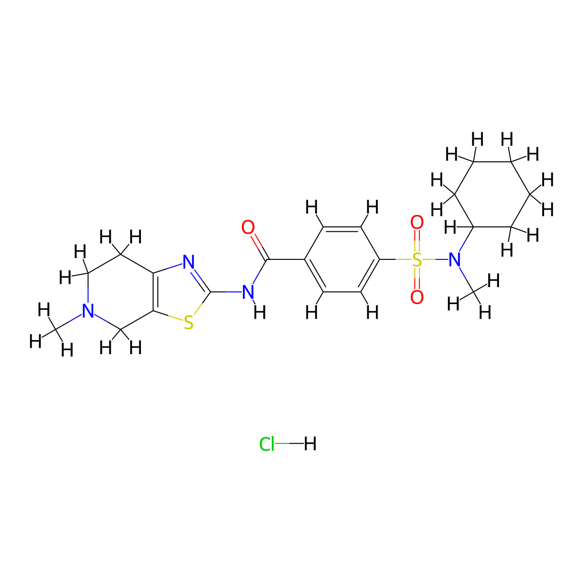 4-(N-cyclohexyl-N-methylsulfamoyl)-N-(5-methyl-4,5,6,7-tetrahydrothiazolo[5,4-c]pyridin-2-yl)benzamide hydrochloride molecular structure, CAS 1185108-08-0