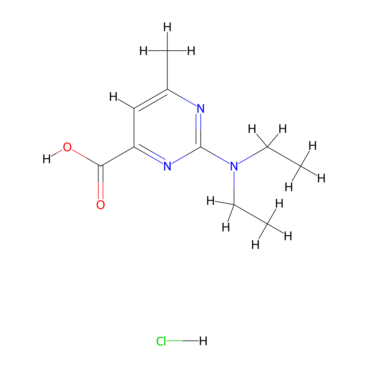 2-Diethylamino-6-methyl-pyrimidine-4-carboxylic acid hydrochloride molecular structure, CAS 1185110-74-0