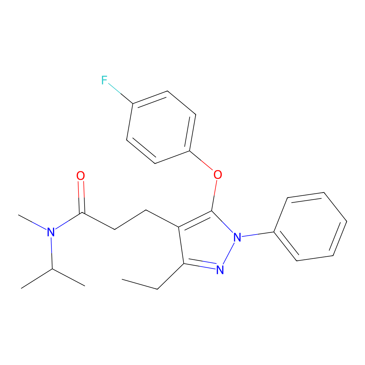 3-[3-ethyl-5-(4-fluorophenoxy)-1-phenyl-1H-pyrazol-4-yl]-N~1~-isopropyl-N~1~-methylpropanamide molecular structure, CAS 1185110-81-9