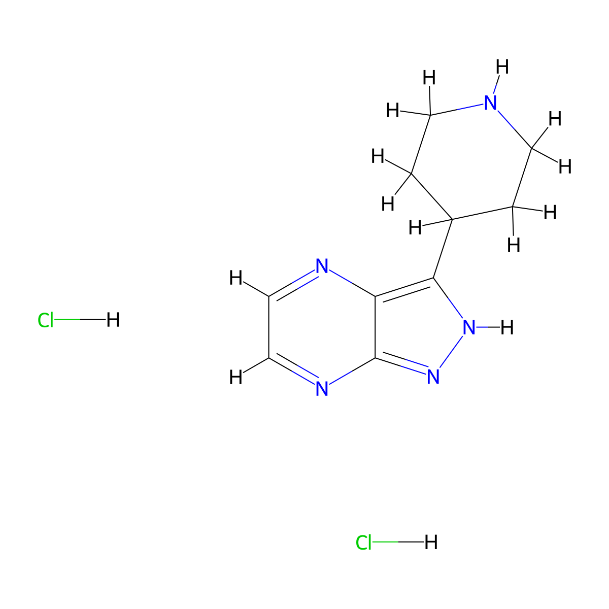 3-Piperidin-4-yl-1H-pyrazolo[3,4-b]pyrazine dihydrochloride molecular structure, CAS 1185112-92-8