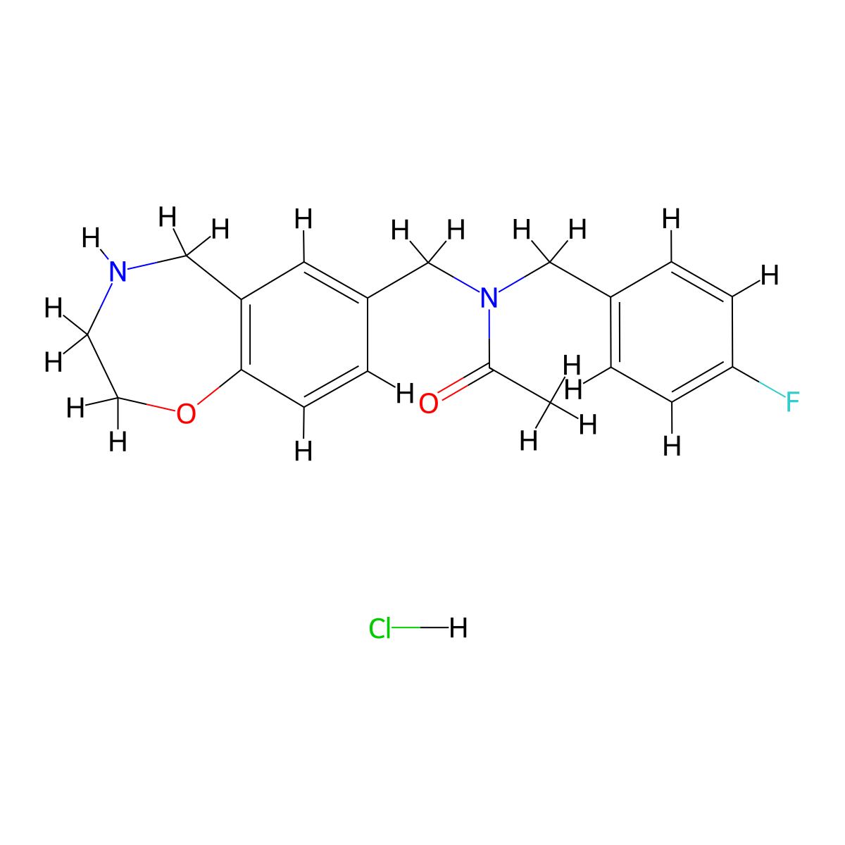 N-(4-fluorobenzyl)-N-(2,3,4,5-tetrahydro-1,4-benzoxazepin-7-ylmethyl)acetamide hydrochloride molecular structure, CAS 1185116-07-7