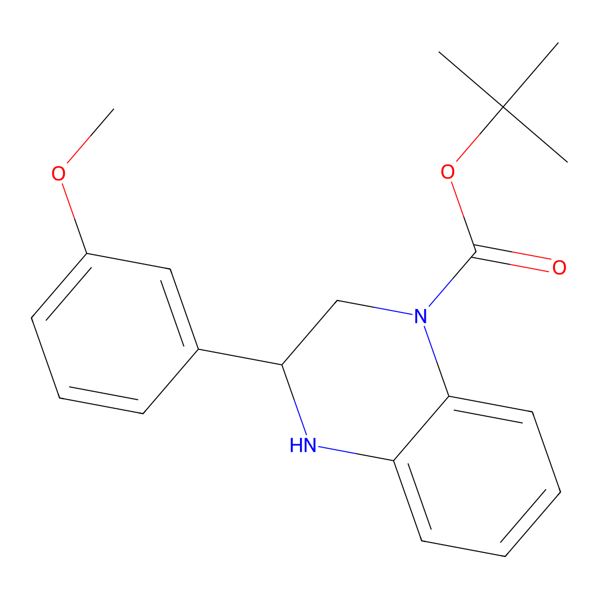 Tert-butyl 3-(3-methoxyphenyl)-1,2,3,4-tetrahydroquinoxaline-1-carboxylate molecular structure, CAS 1185116-53-3