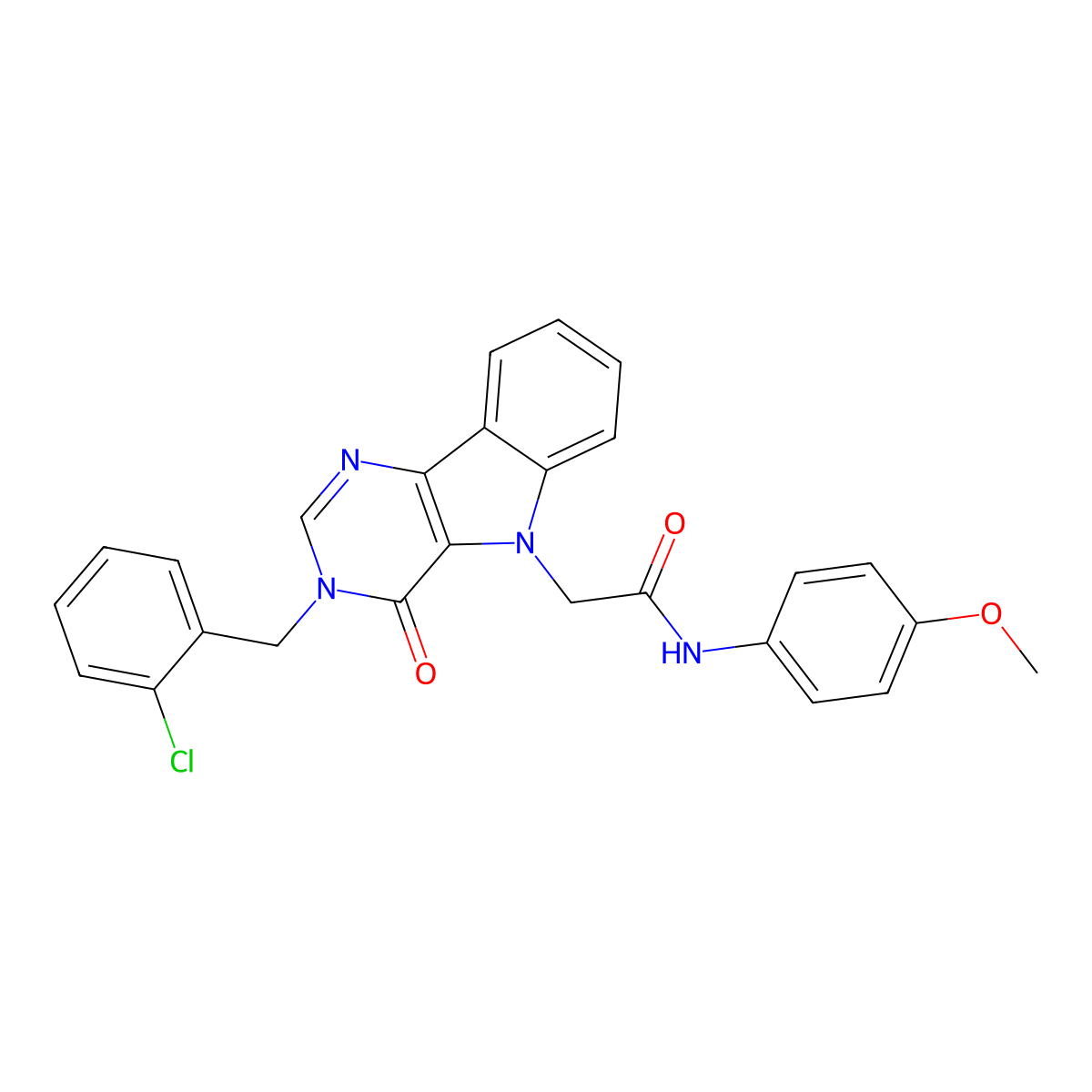 2-(3-(2-chlorobenzyl)-4-oxo-3H-pyrimido[5,4-b]indol-5(4H)-yl)-N-(4-methoxyphenyl)acetamide molecular structure, CAS 1185117-24-1