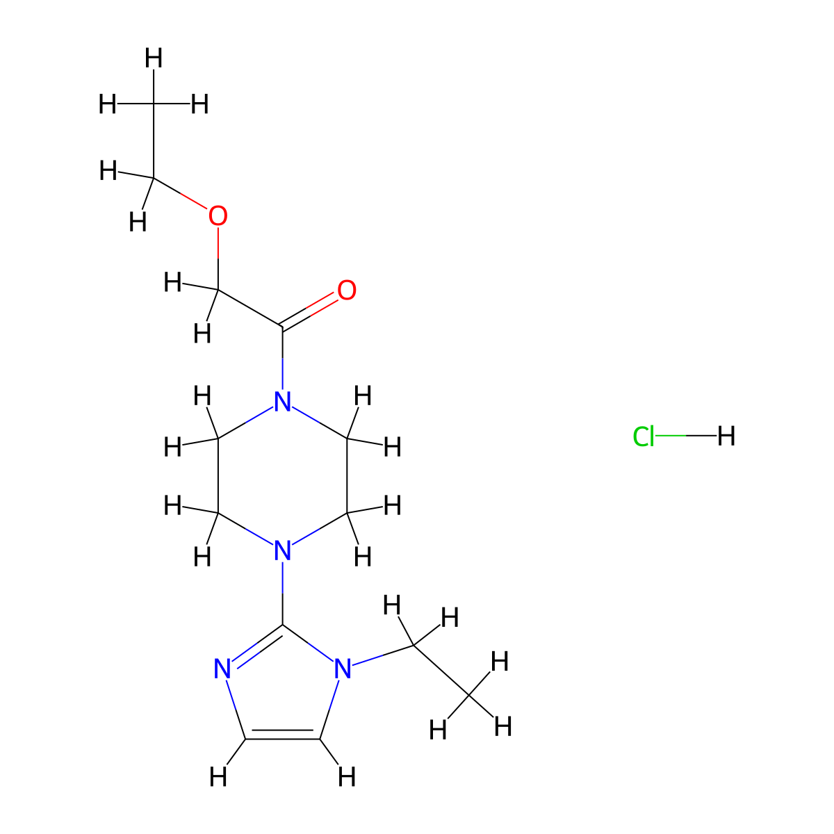 2-ethoxy-1-(4-(1-ethyl-1H-imidazol-2-yl)piperazin-1-yl)ethanone hydrochloride molecular structure, CAS 1185119-12-3