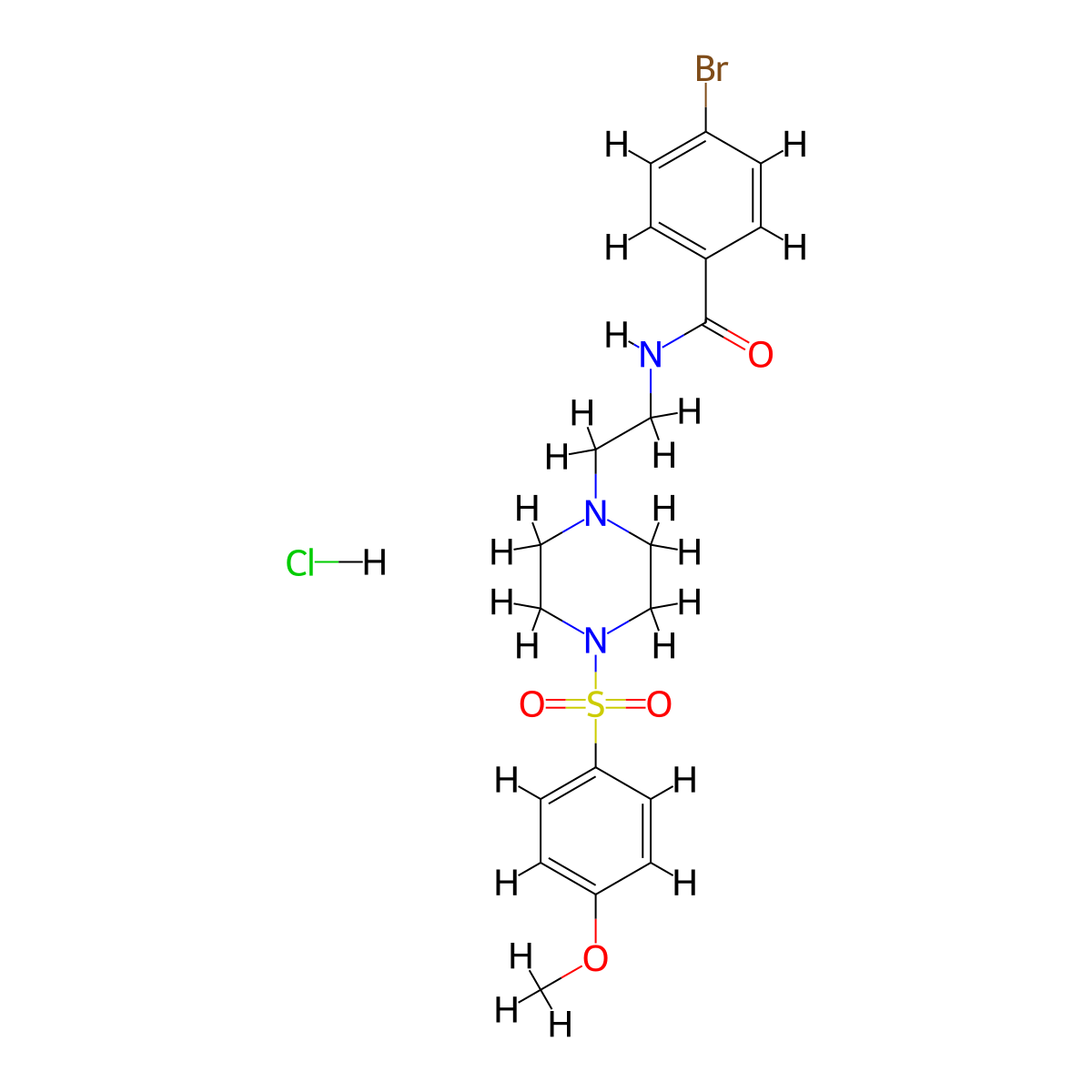 4-bromo-N-(2-(4-((4-methoxyphenyl)sulfonyl)piperazin-1-yl)ethyl)benzamide hydrochloride molecular structure, CAS 1185119-51-0