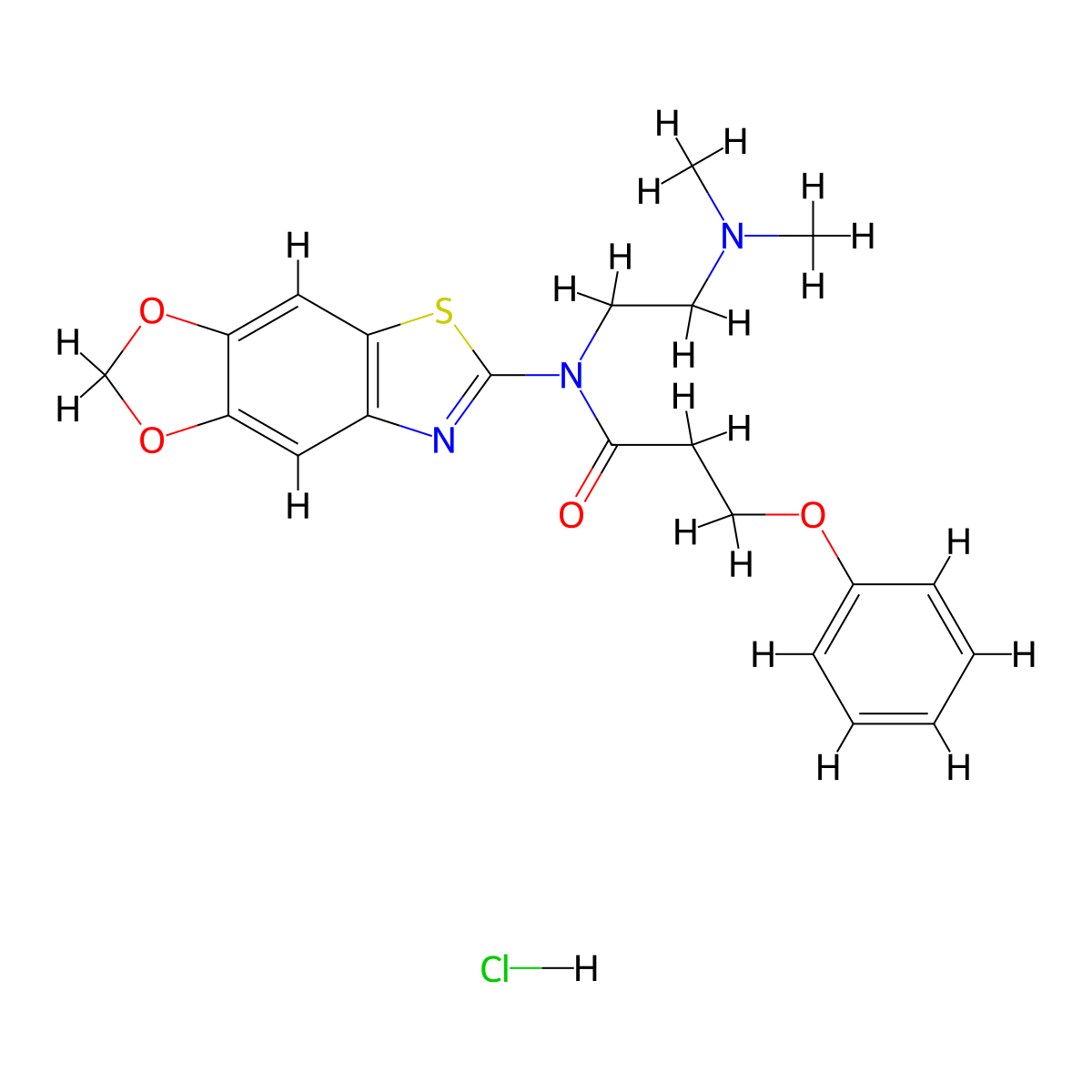 N-([1,3]dioxolo[4',5':4,5]benzo[1,2-d]thiazol-6-yl)-N-(2-(dimethylamino)ethyl)-3-phenoxypropanamide hydrochloride molecular structure, CAS 1185119-65-6