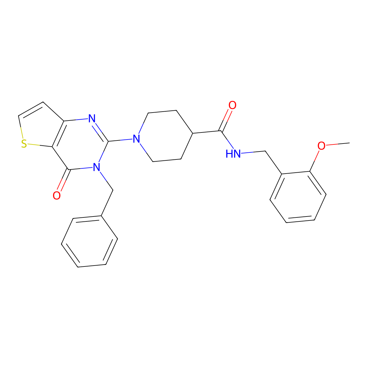 1-{3-benzyl-4-oxo-3H,4H-thieno[3,2-d]pyrimidin-2-yl}-N-[(2-methoxyphenyl)methyl]piperidine-4-carboxamide molecular structure, CAS 1185119-74-7