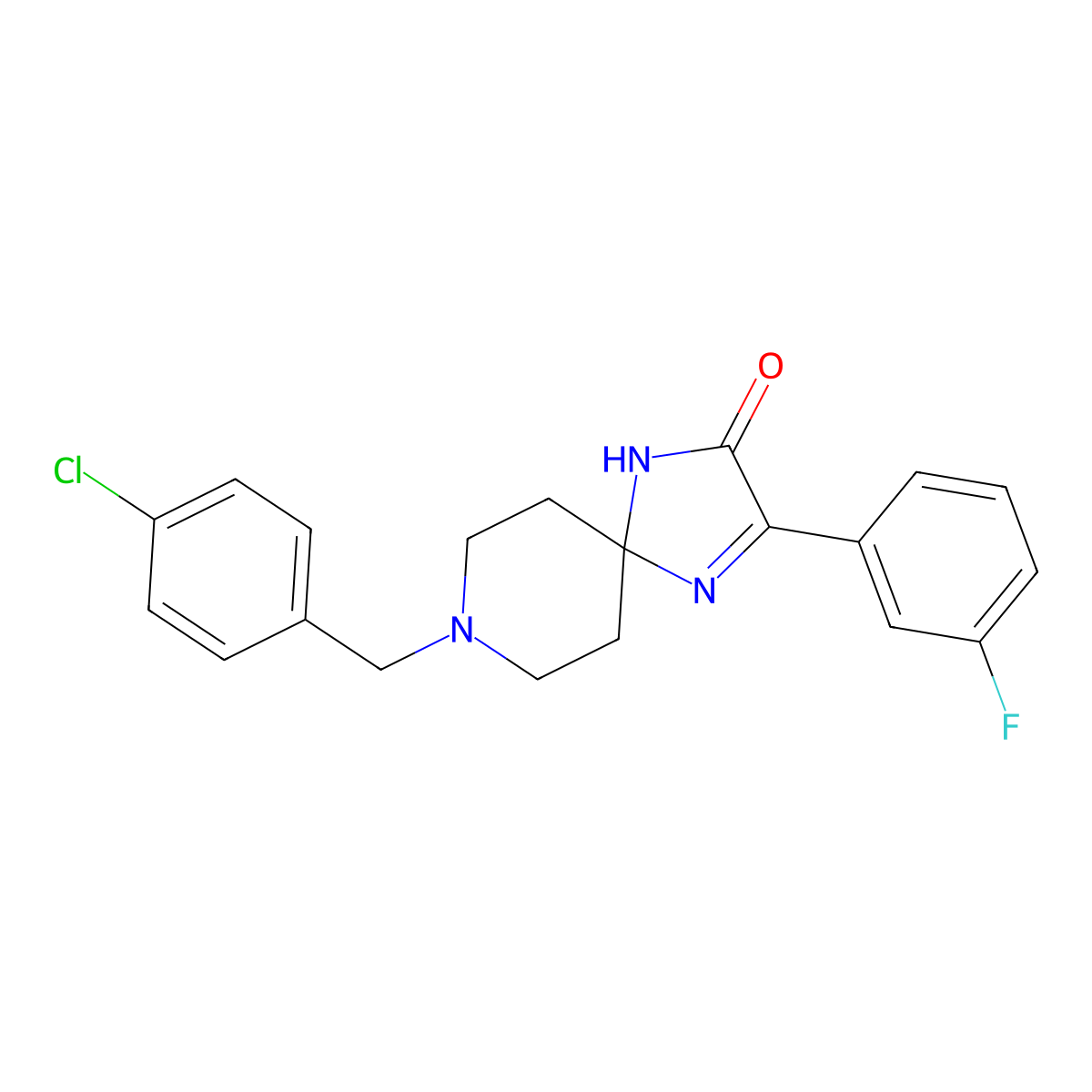 8-[(4-Chlorophenyl)methyl]-3-(3-fluorophenyl)-1,4,8-triazaspiro[4.5]dec-3-EN-2-one molecular structure, CAS 1185119-95-2