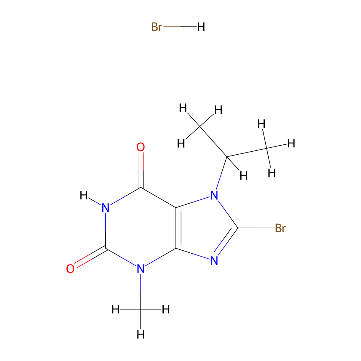 8-bromo-7-isopropyl-3-methyl-1H-purine-2,6(3H,7H)-dione hydrobromide molecular structure, CAS 1185120-01-7