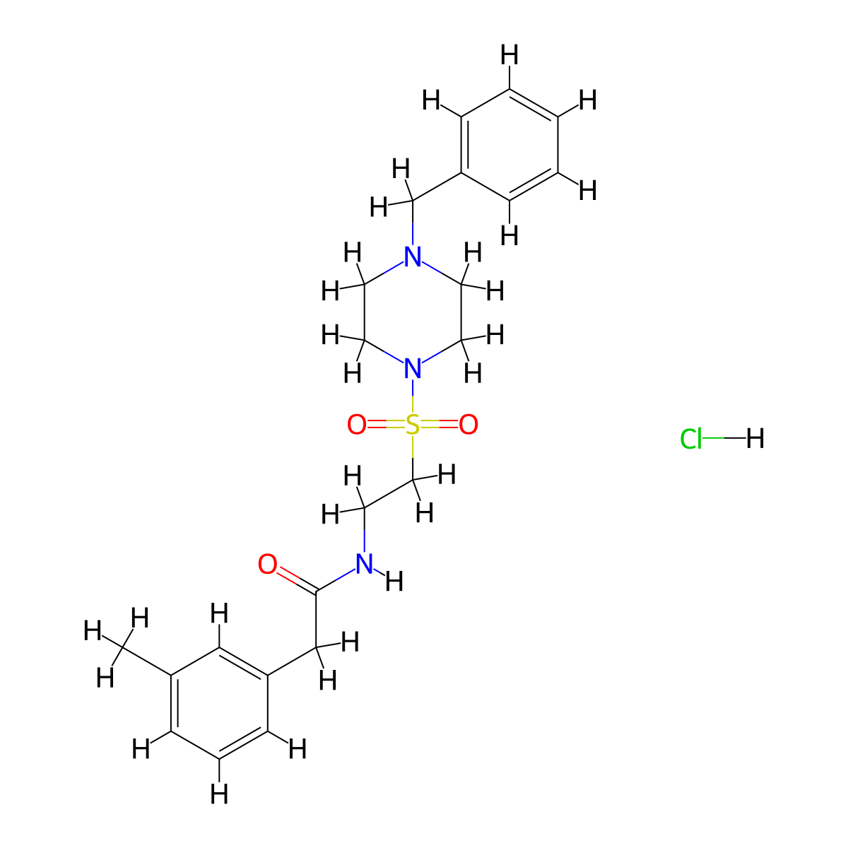 N-(2-((4-benzylpiperazin-1-yl)sulfonyl)ethyl)-2-(m-tolyl)acetamide hydrochloride molecular structure, CAS 1185121-23-6