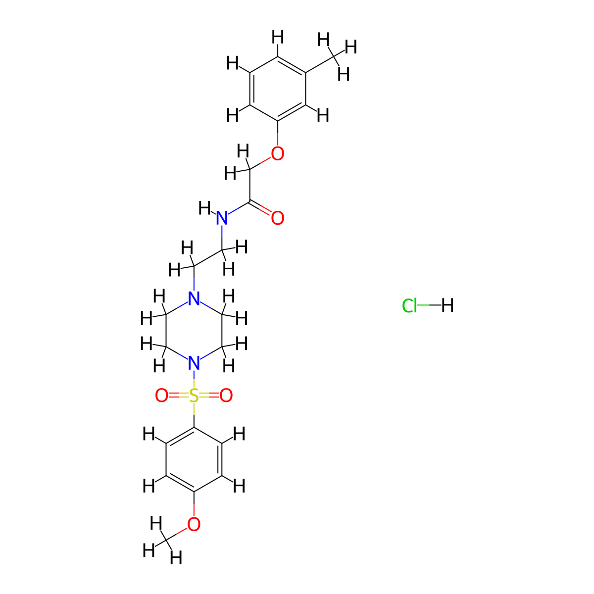 N-(2-(4-((4-methoxyphenyl)sulfonyl)piperazin-1-yl)ethyl)-2-(m-tolyloxy)acetamide hydrochloride molecular structure, CAS 1185121-59-8