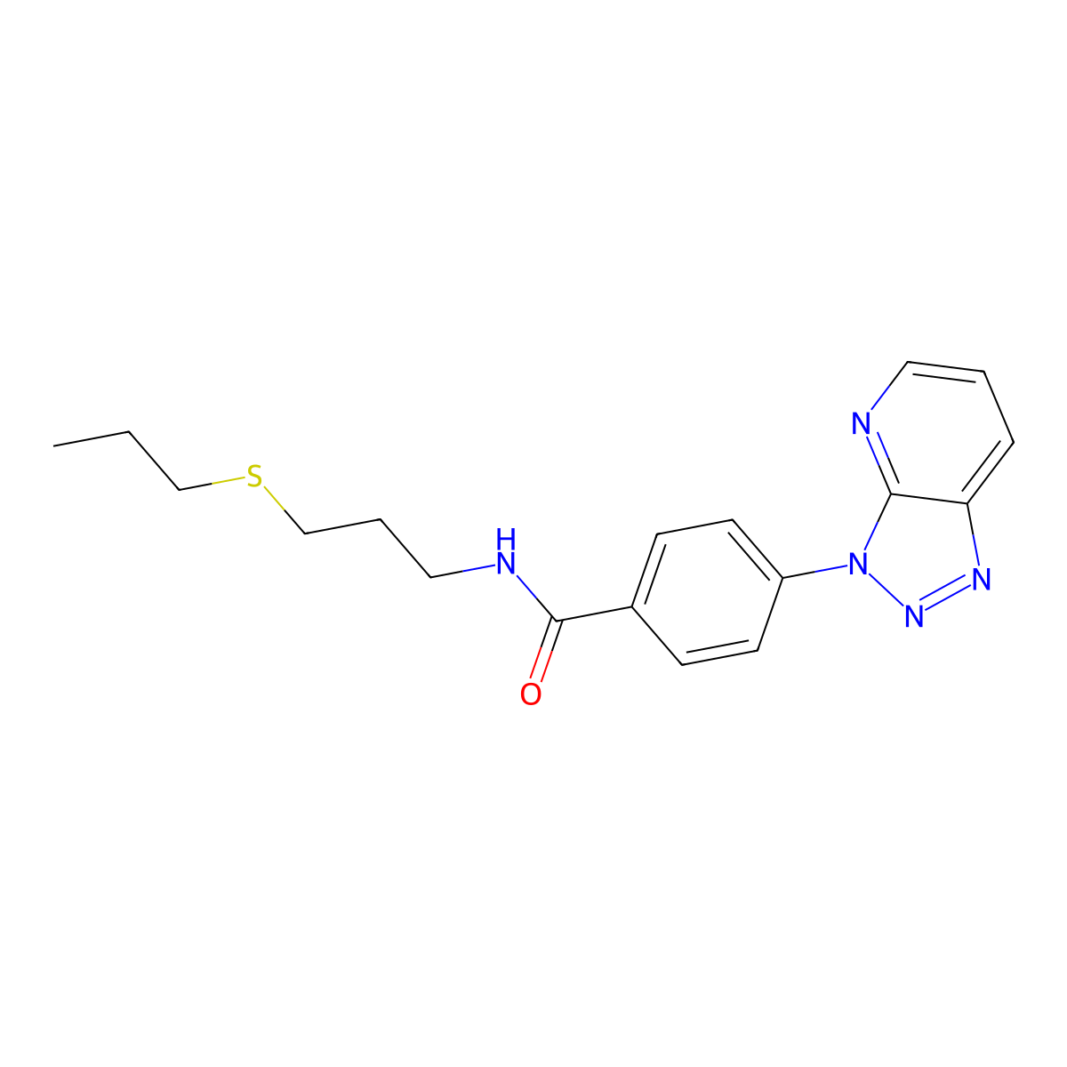 N-(3-propylsulfanylpropyl)-4-(triazolo[4,5-b]pyridin-3-yl)benzamide molecular structure, CAS 1185121-68-9