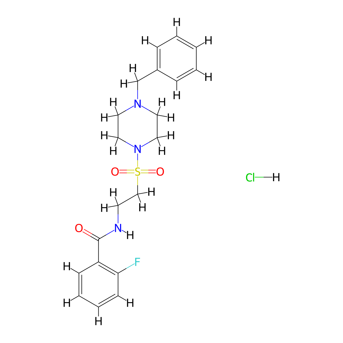 N-(2-((4-benzylpiperazin-1-yl)sulfonyl)ethyl)-2-fluorobenzamide hydrochloride molecular structure, CAS 1185121-76-9