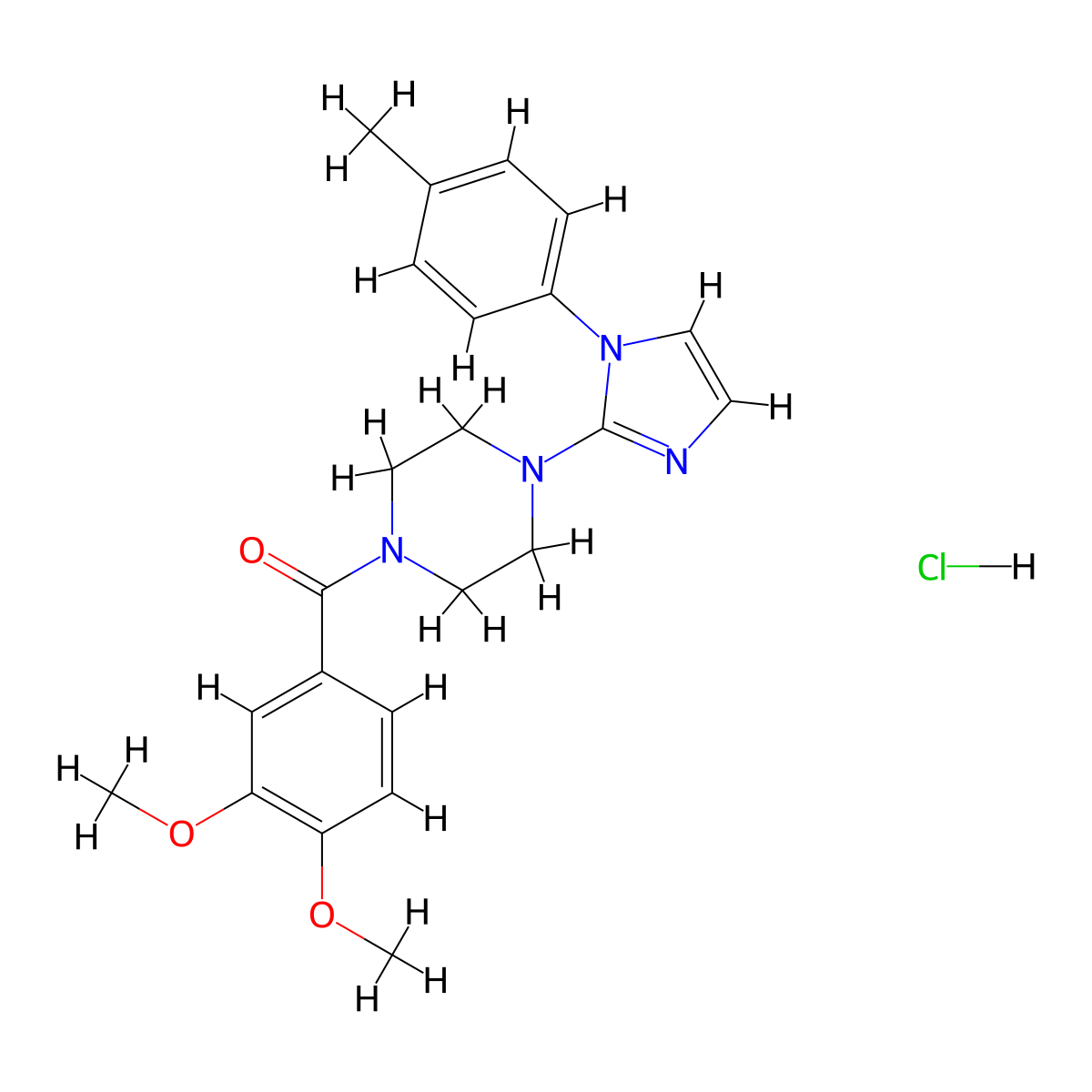 (3,4-dimethoxyphenyl)(4-(1-(p-tolyl)-1H-imidazol-2-yl)piperazin-1-yl)methanone hydrochloride molecular structure, CAS 1185121-93-0