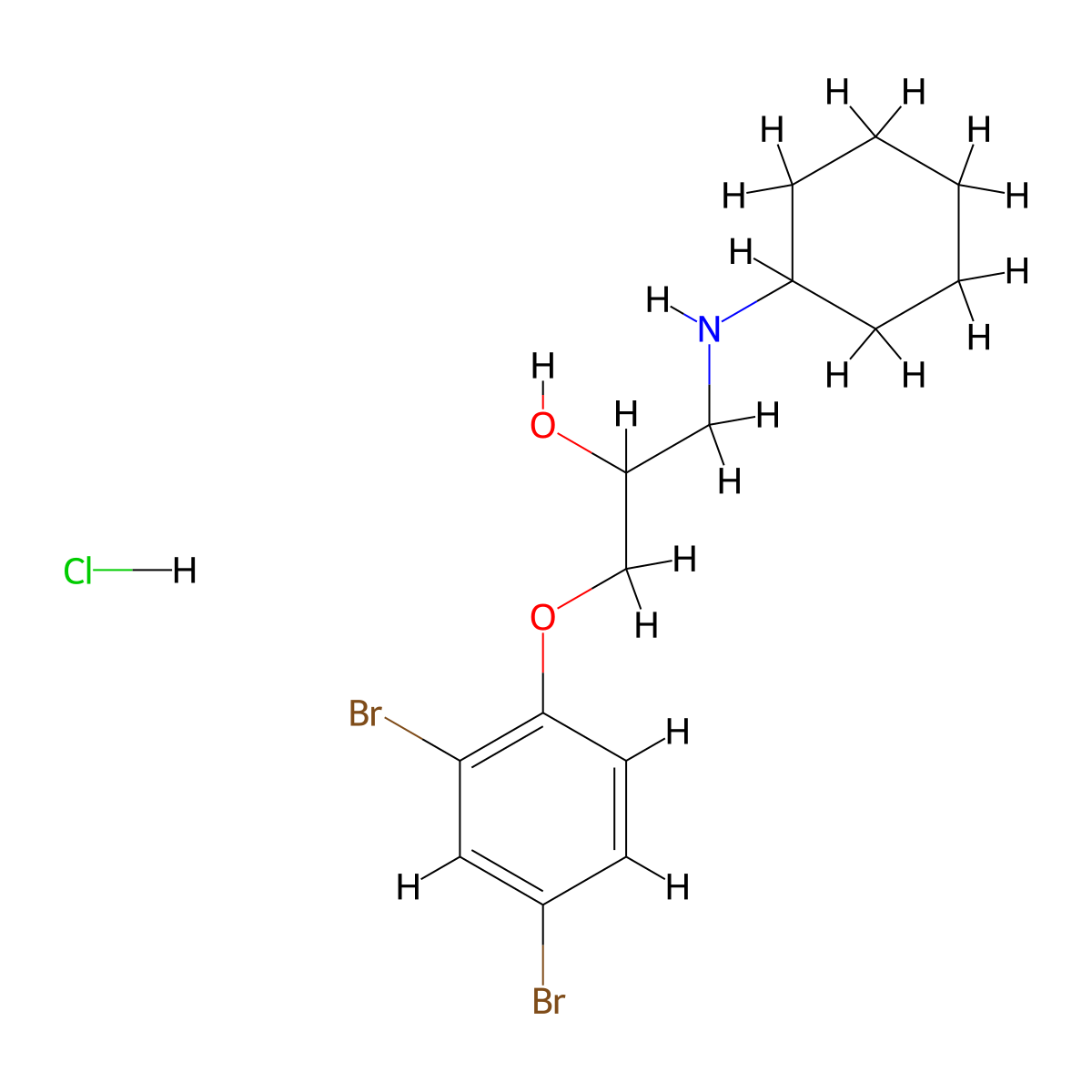 1-(Cyclohexylamino)-3-(2,4-dibromophenoxy)propan-2-ol hydrochloride molecular structure, CAS 1185123-72-1