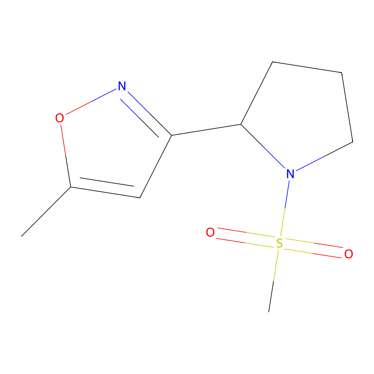 3-(1-Methanesulfonylpyrrolidin-2-yl)-5-methyl-1,2-oxazole molecular structure, CAS 1185124-04-2
