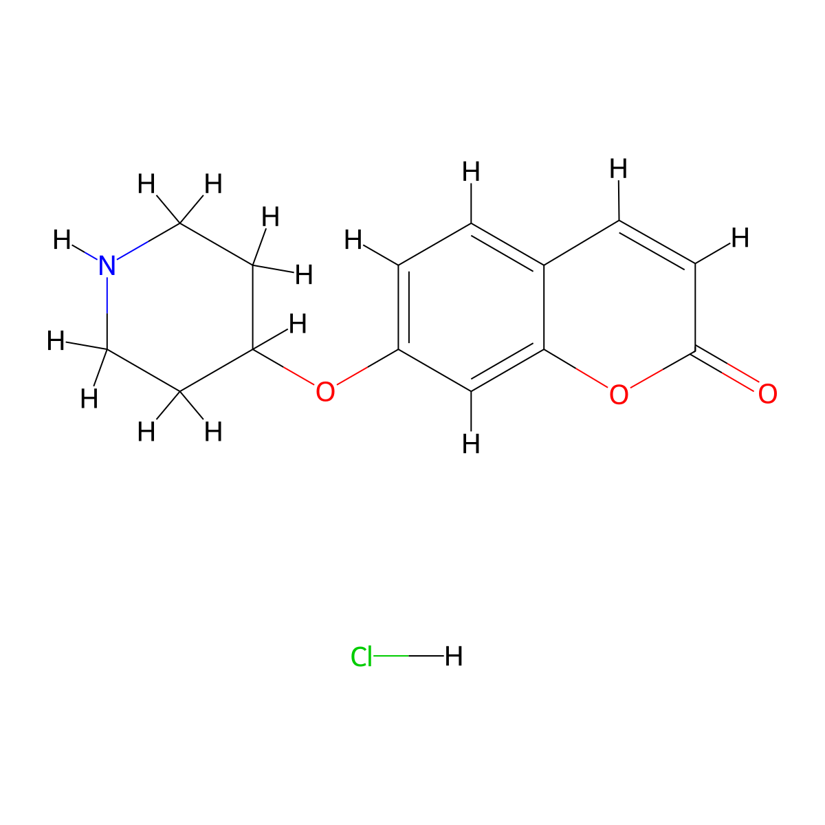 7-(4-Piperidinyloxy)-2H-chromen-2-one hydrochloride molecular structure, CAS 1185124-26-8