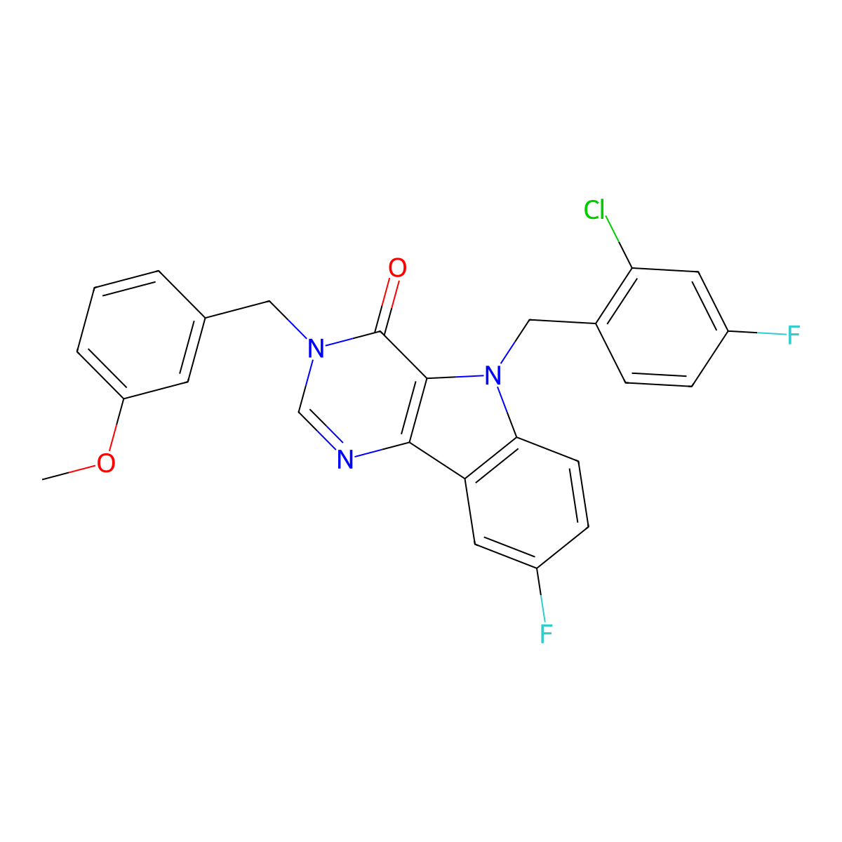 5-(2-chloro-4-fluorobenzyl)-8-fluoro-3-(3-methoxybenzyl)-3H-pyrimido[5,4-b]indol-4(5H)-one molecular structure, CAS 1185124-73-5