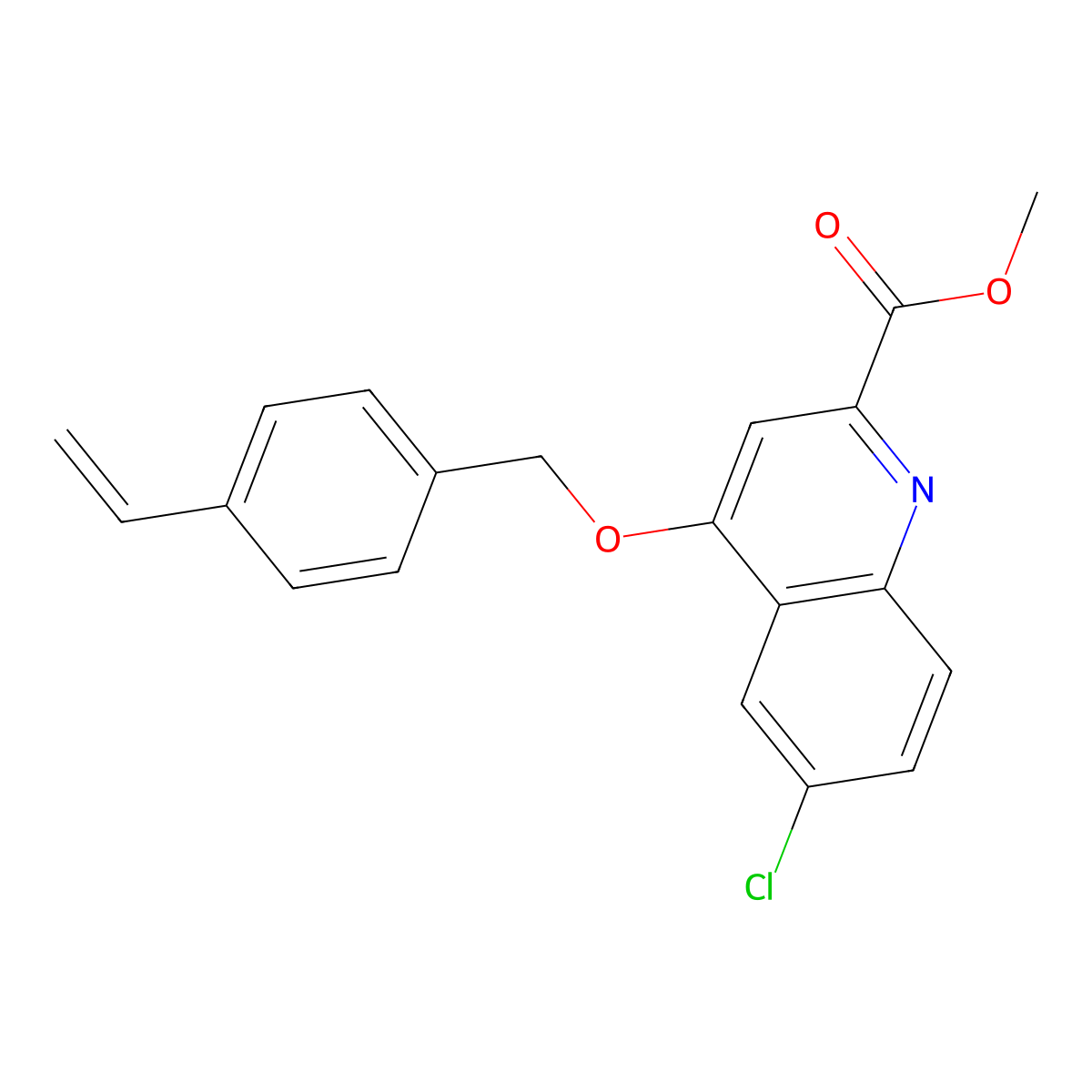 Methyl 6-chloro-4-[(4-ethenylphenyl)methoxy]quinoline-2-carboxylate molecular structure, CAS 1185125-31-8