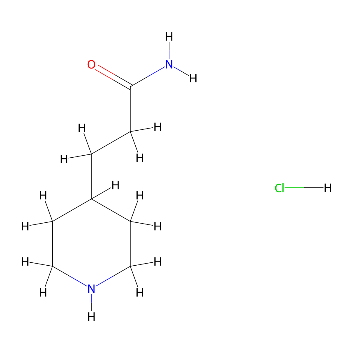 3-(Piperidin-4-yl)propanamide--hydrogen chloride (1/1) molecular structure, CAS 1185126-95-7