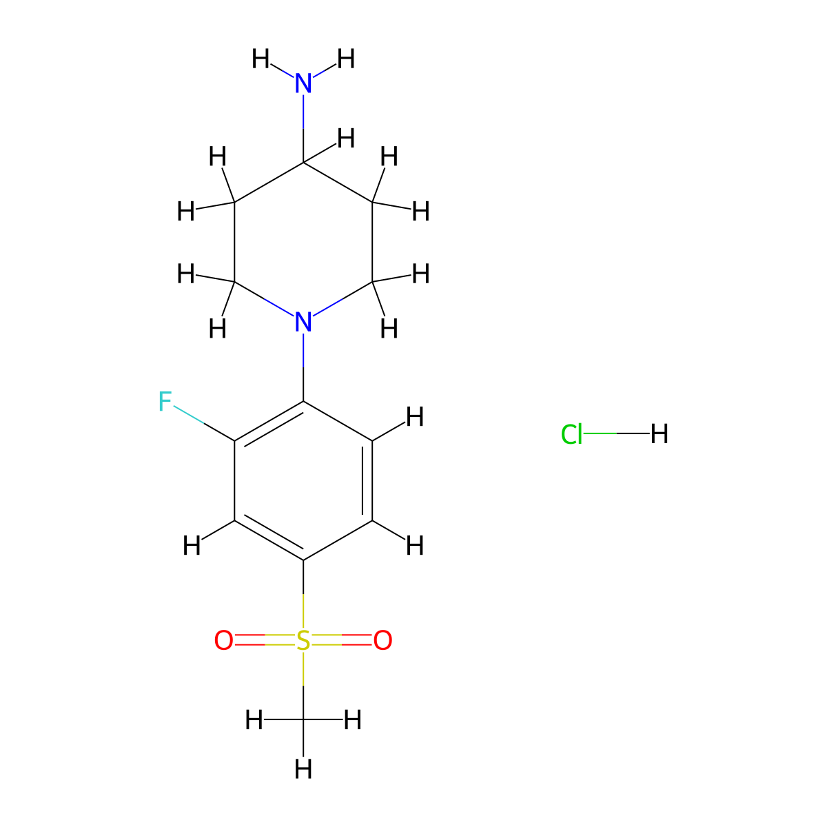 N-[2-Fluoro-4-(methylsulfonyl)phenyl]-piperidin-4-amine hydrochloride molecular structure, CAS 1185128-34-0