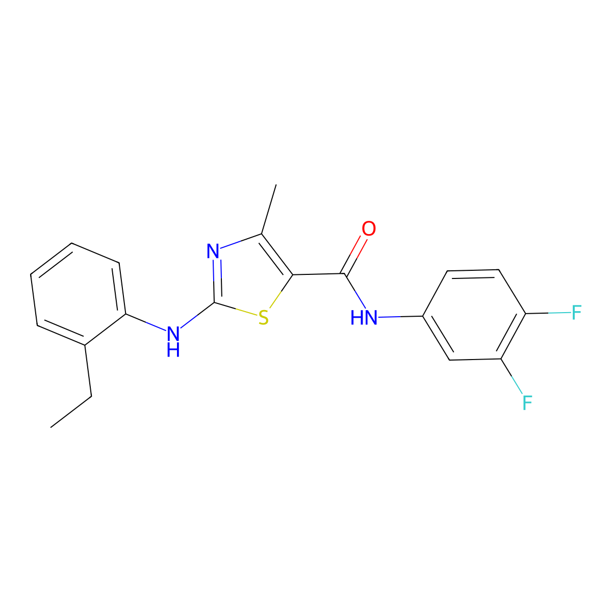 N-(3,4-difluorophenyl)-2-[(2-ethylphenyl)amino]-4-methyl-1,3-thiazole-5-carboxamide molecular structure, CAS 1185128-51-1