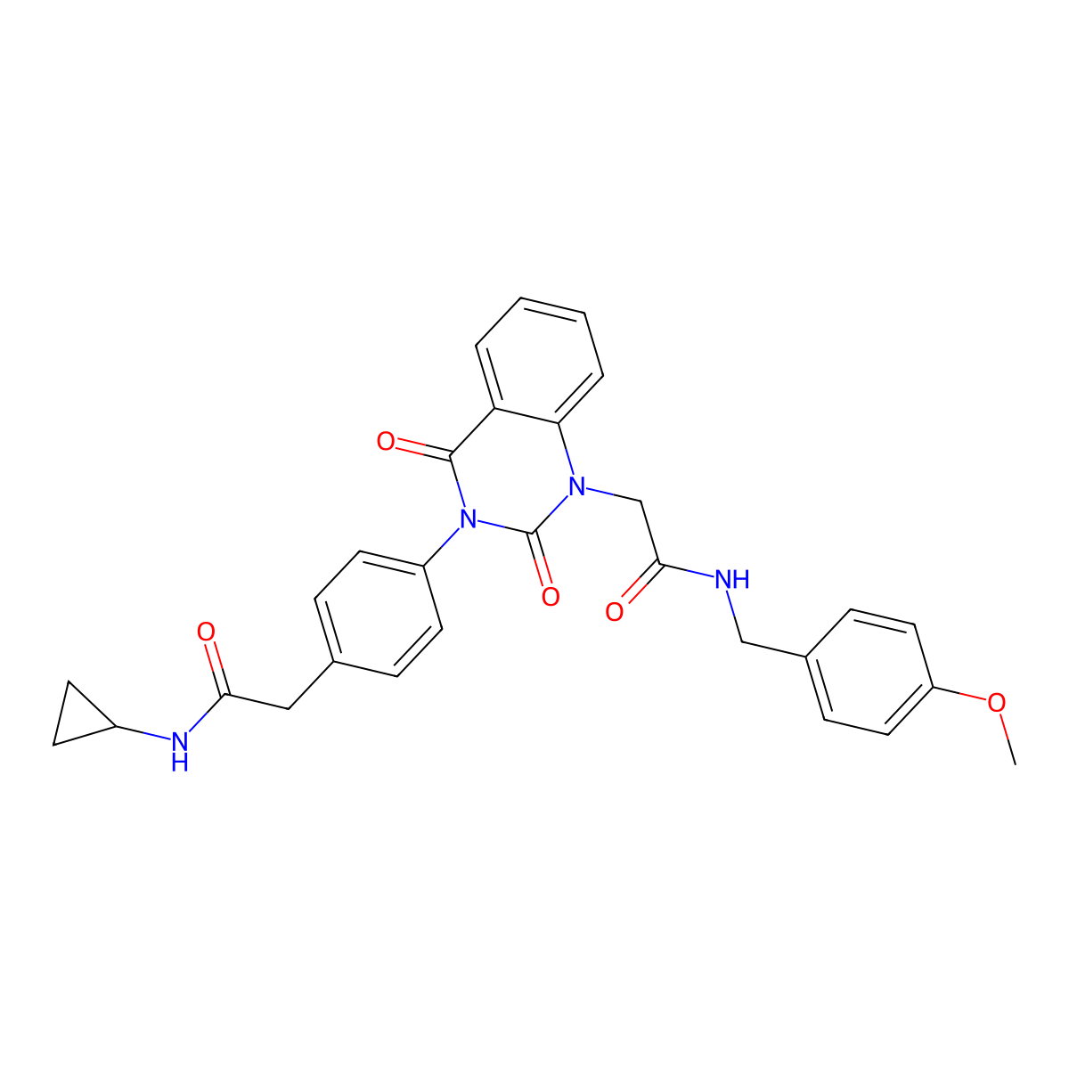 2-(3-{4-[(cyclopropylcarbamoyl)methyl]phenyl}-2,4-dioxo-1,2,3,4-tetrahydroquinazolin-1-yl)-N-[(4-methoxyphenyl)methyl]acetamide molecular structure, CAS 1185129-43-4
