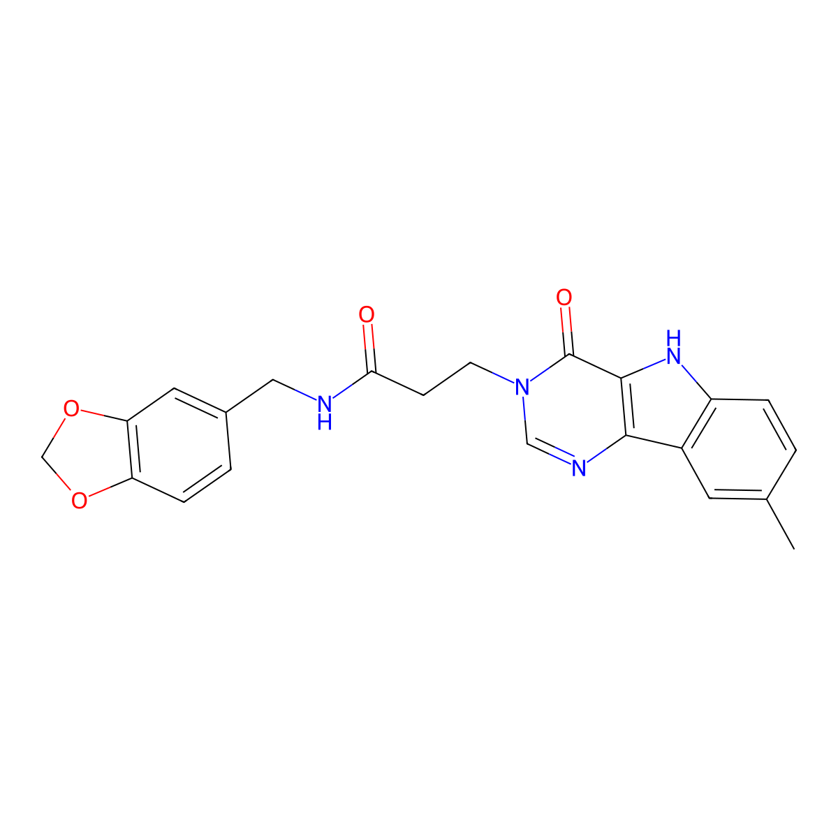 N-[(2H-1,3-benzodioxol-5-yl)methyl]-3-{8-methyl-4-oxo-3H,4H,5H-pyrimido[5,4-b]indol-3-yl}propanamide molecular structure, CAS 1185129-50-3