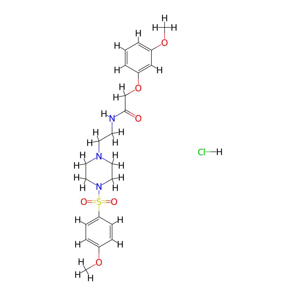 2-(3-methoxyphenoxy)-N-(2-(4-((4-methoxyphenyl)sulfonyl)piperazin-1-yl)ethyl)acetamide hydrochloride molecular structure, CAS 1185129-70-7