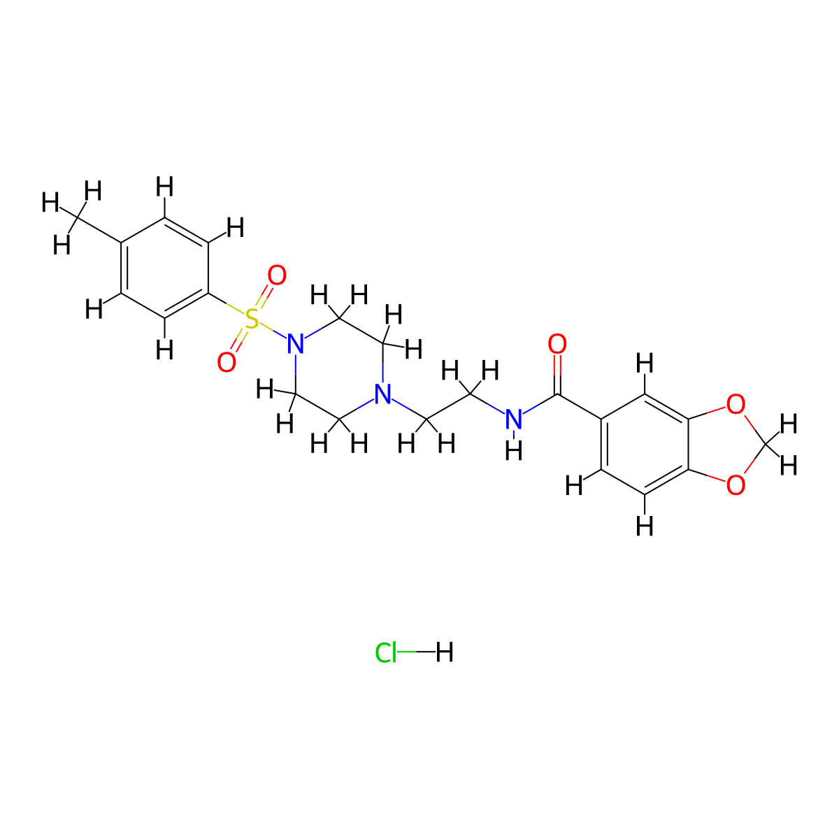 N-(2-(4-tosylpiperazin-1-yl)ethyl)benzo[d][1,3]dioxole-5-carboxamide hydrochloride molecular structure, CAS 1185131-74-1