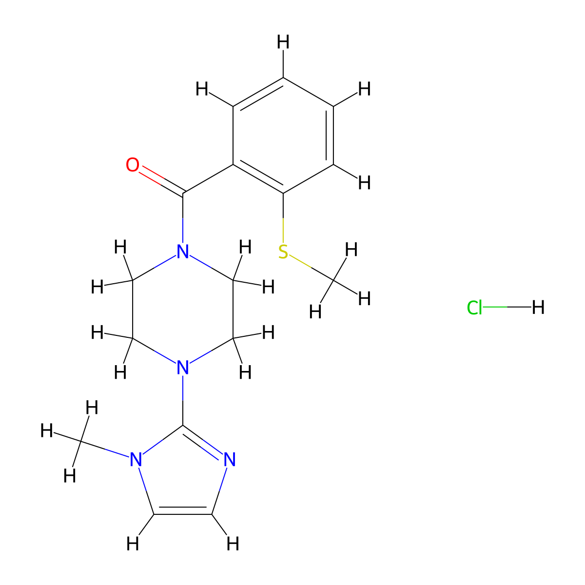 (4-(1-methyl-1H-imidazol-2-yl)piperazin-1-yl)(2-(methylthio)phenyl)methanone hydrochloride molecular structure, CAS 1185132-08-4
