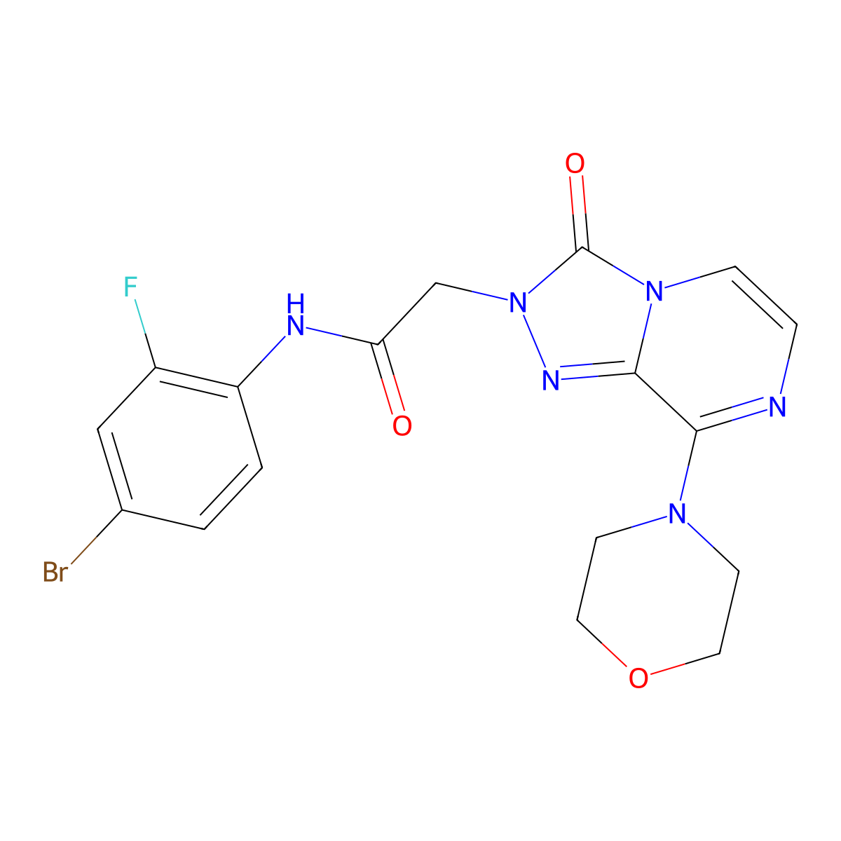 N-(4-bromo-2-fluorophenyl)-2-(8-morpholino-3-oxo-[1,2,4]triazolo[4,3-a]pyrazin-2(3H)-yl)acetamide molecular structure, CAS 1185132-18-6