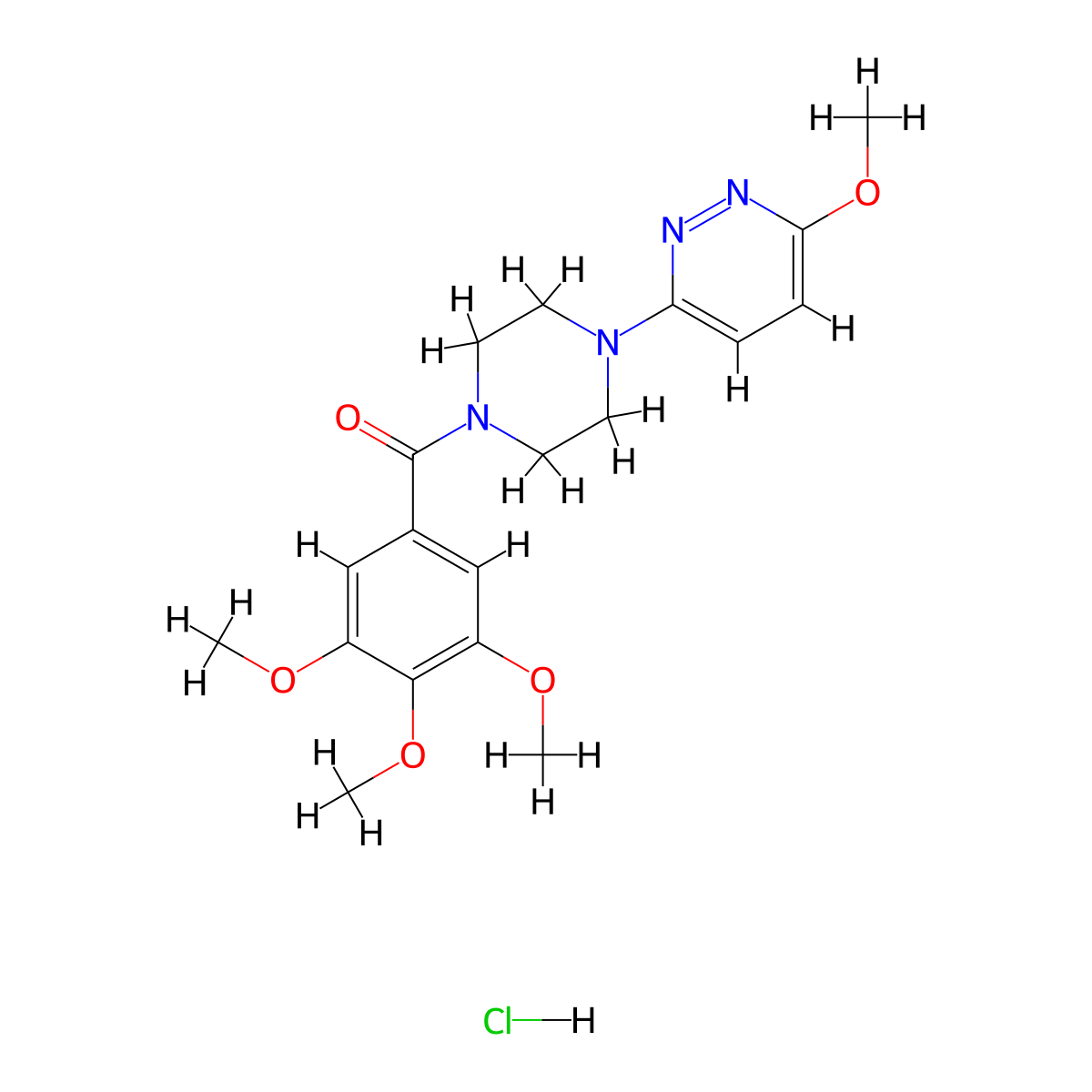 (4-(6-Methoxypyridazin-3-yl)piperazin-1-yl)(3,4,5-trimethoxyphenyl)methanone hydrochloride molecular structure, CAS 1185132-32-4