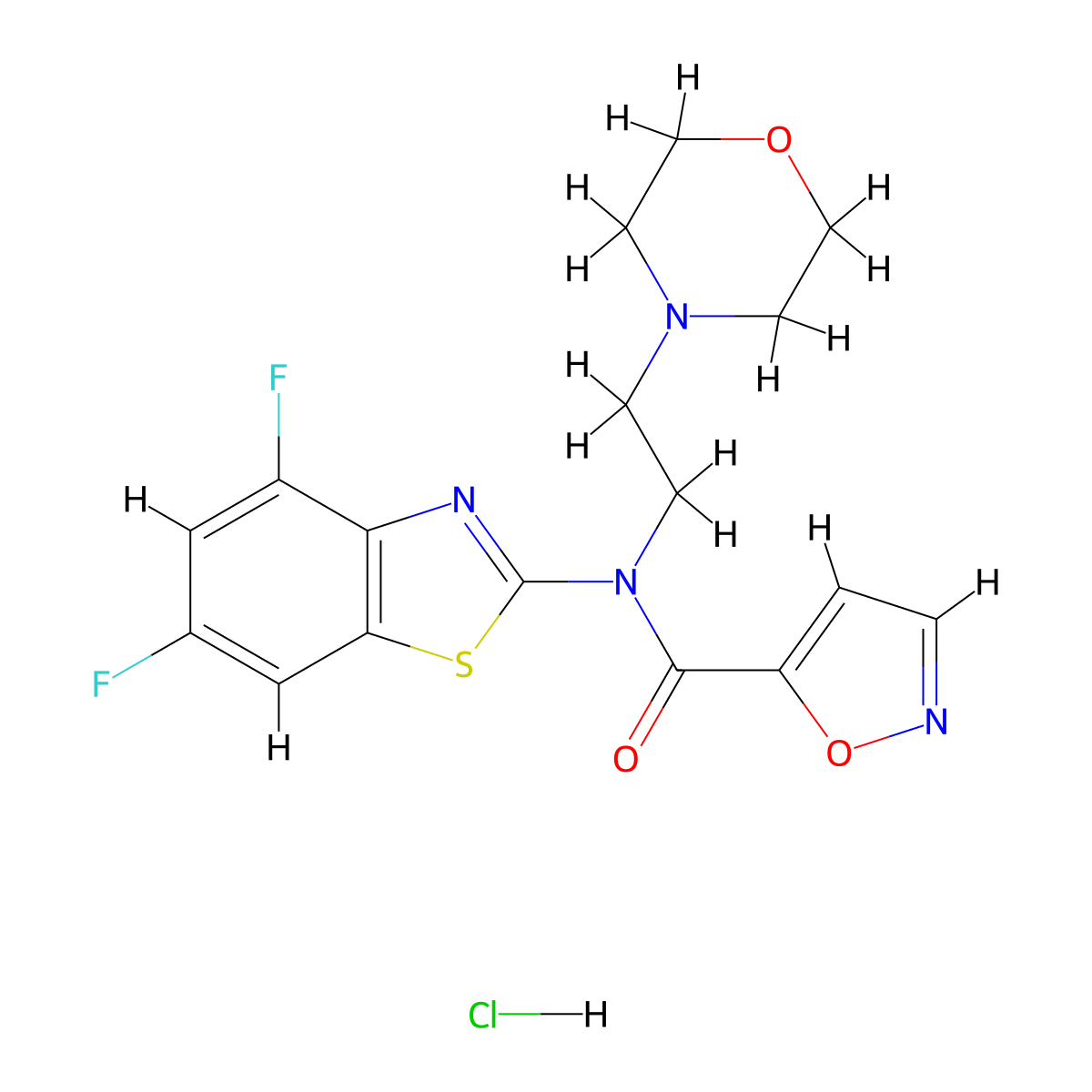 N-(4,6-difluorobenzo[d]thiazol-2-yl)-N-(2-morpholinoethyl)isoxazole-5-carboxamide hydrochloride molecular structure, CAS 1185133-08-7
