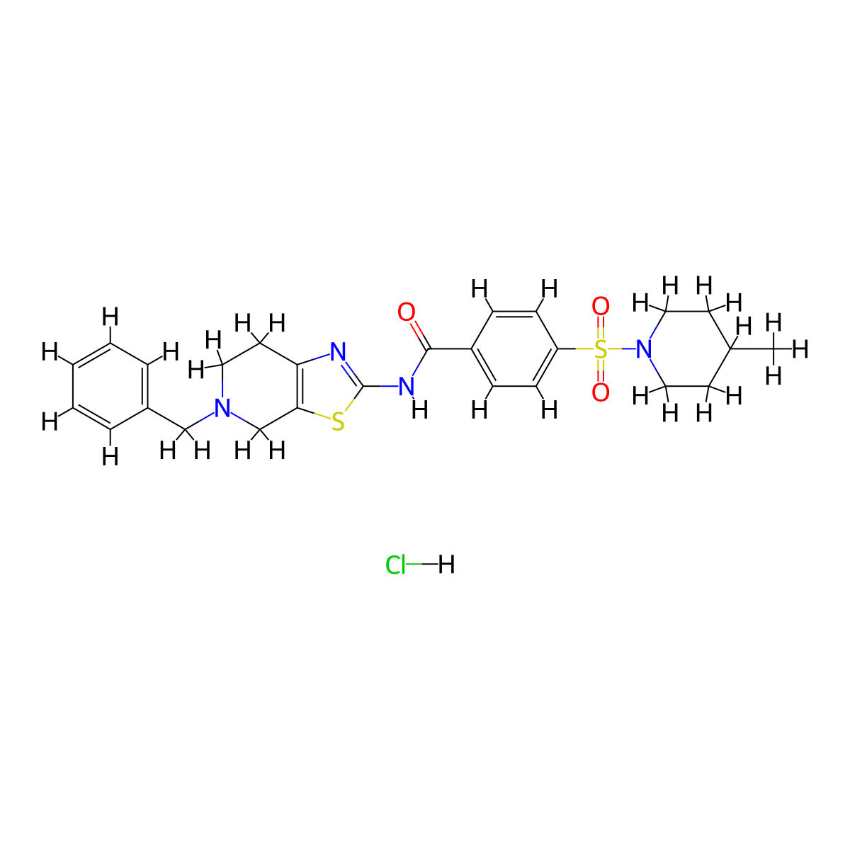 N-(5-benzyl-4,5,6,7-tetrahydrothiazolo[5,4-c]pyridin-2-yl)-4-((4-methylpiperidin-1-yl)sulfonyl)benzamide hydrochloride molecular structure, CAS 1185133-87-2