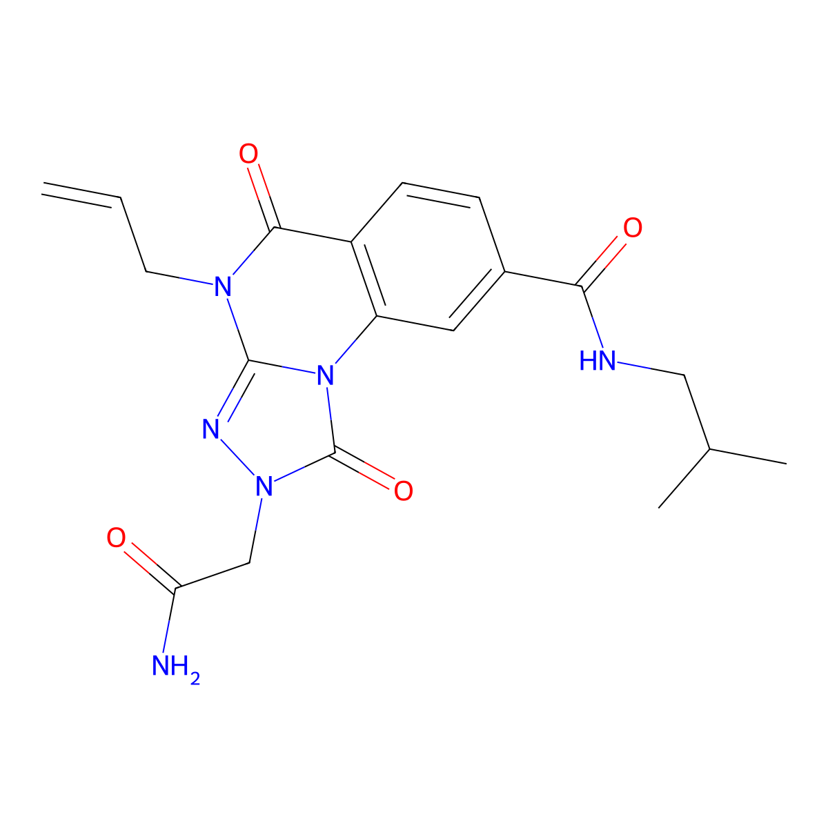 4-allyl-2-(2-amino-2-oxoethyl)-N-isobutyl-1,5-dioxo-1,2,4,5-tetrahydro-[1,2,4]triazolo[4,3-a]quinazoline-8-carboxamide molecular structure, CAS 1185133-96-3
