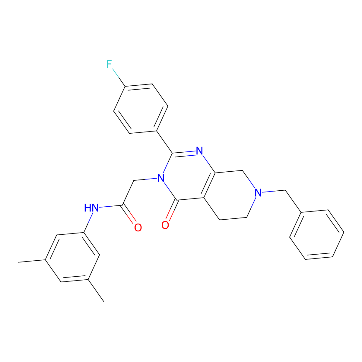 2-[7-benzyl-2-(4-fluorophenyl)-4-oxo-3H,4H,5H,6H,7H,8H-pyrido[3,4-d]pyrimidin-3-yl]-N-(3,5-dimethylphenyl)acetamide molecular structure, CAS 1185134-05-7