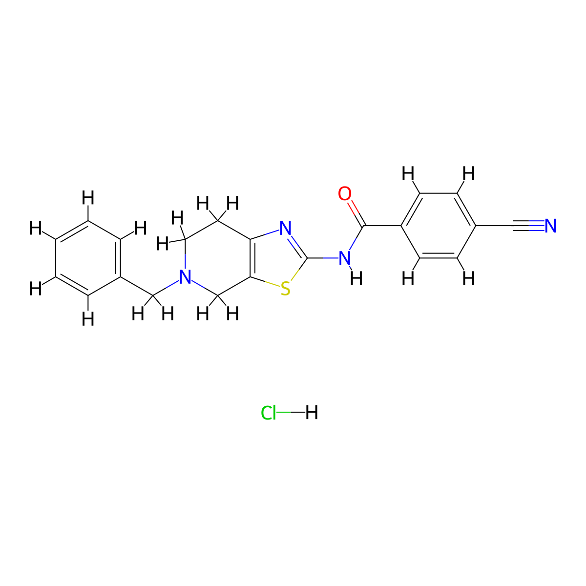 N-(5-benzyl-4,5,6,7-tetrahydrothiazolo[5,4-c]pyridin-2-yl)-4-cyanobenzamide hydrochloride molecular structure, CAS 1185134-48-8