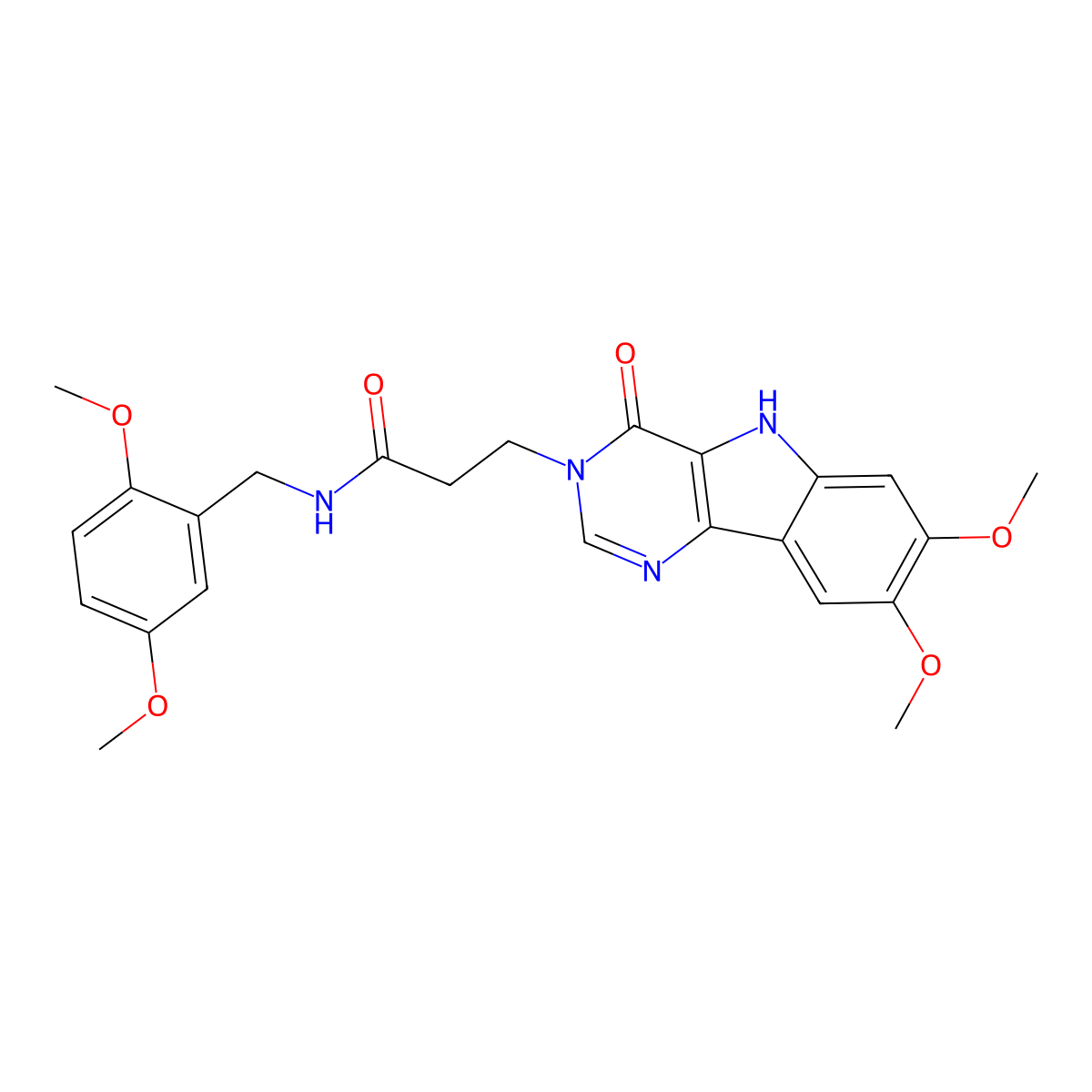 3-(7,8-dimethoxy-4-oxo-4,5-dihydro-3H-pyrimido[5,4-b]indol-3-yl)-N-(2,5-dimethoxybenzyl)propanamide molecular structure, CAS 1185134-60-4