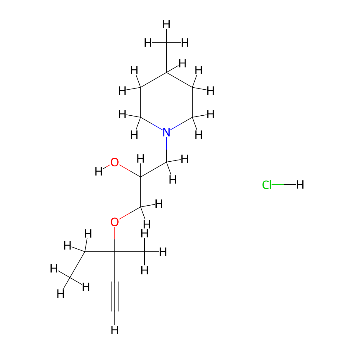 1-((3-Methylpent-1-yn-3-yl)oxy)-3-(4-methylpiperidin-1-yl)propan-2-ol hydrochloride molecular structure, CAS 1185135-25-4
