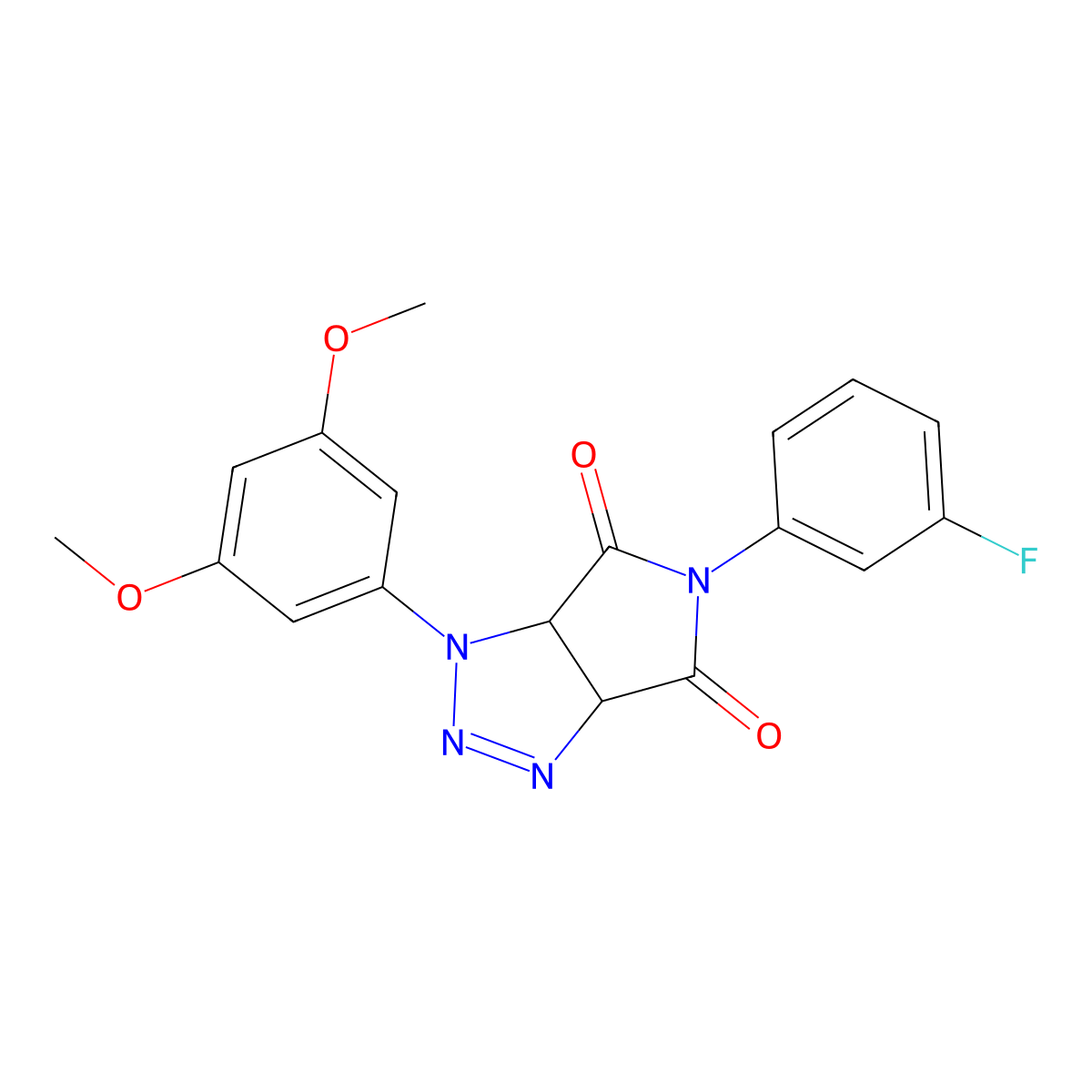 1-(3,5-dimethoxyphenyl)-5-(3-fluorophenyl)-3a,6a-dihydropyrrolo[3,4-d][1,2,3]triazole-4,6(1H,5H)-dione molecular structure, CAS 1185136-20-2