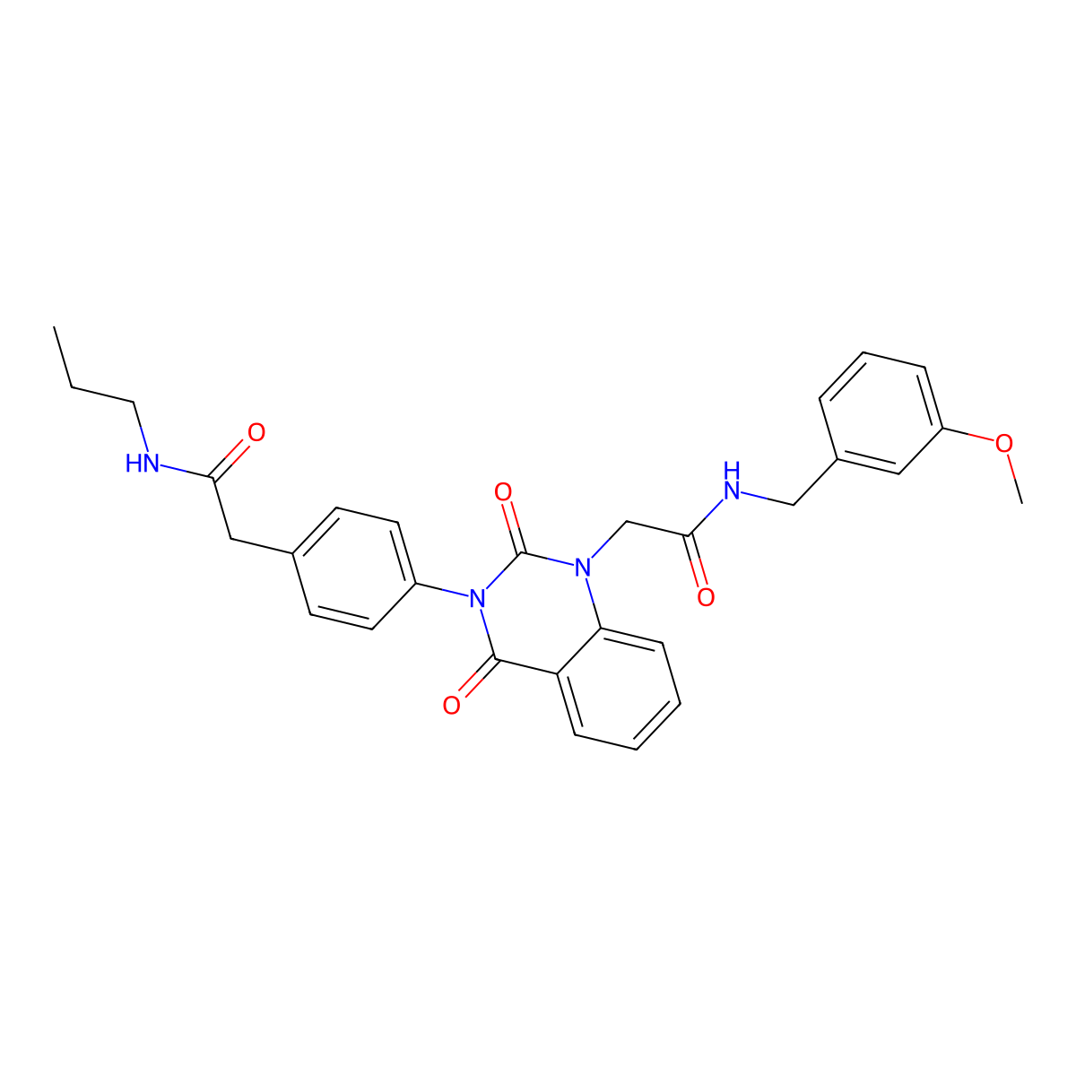 2-[2,4-dioxo-3-{4-[2-oxo-2-(propylamino)ethyl]phenyl}-3,4-dihydroquinazolin-1(2H)-yl]-N-(3-methoxybenzyl)acetamide molecular structure, CAS 1185136-23-5
