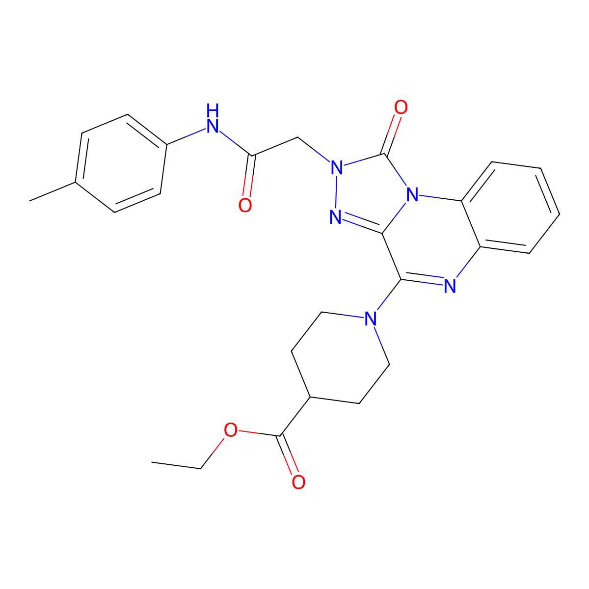 ethyl 1-(2-{[(4-methylphenyl)carbamoyl]methyl}-1-oxo-1H,2H-[1,2,4]triazolo[4,3-a]quinoxalin-4-yl)piperidine-4-carboxylate molecular structure, CAS 1185137-86-3