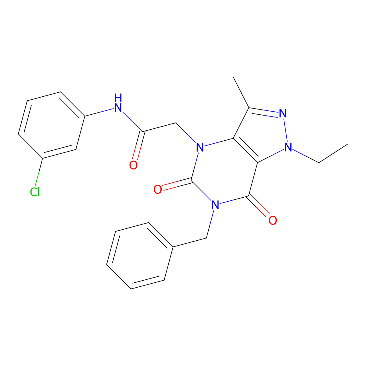 2-{6-benzyl-1-ethyl-3-methyl-5,7-dioxo-1H,4H,5H,6H,7H-pyrazolo[4,3-d]pyrimidin-4-yl}-N-(3-chlorophenyl)acetamide molecular structure, CAS 1185137-94-3