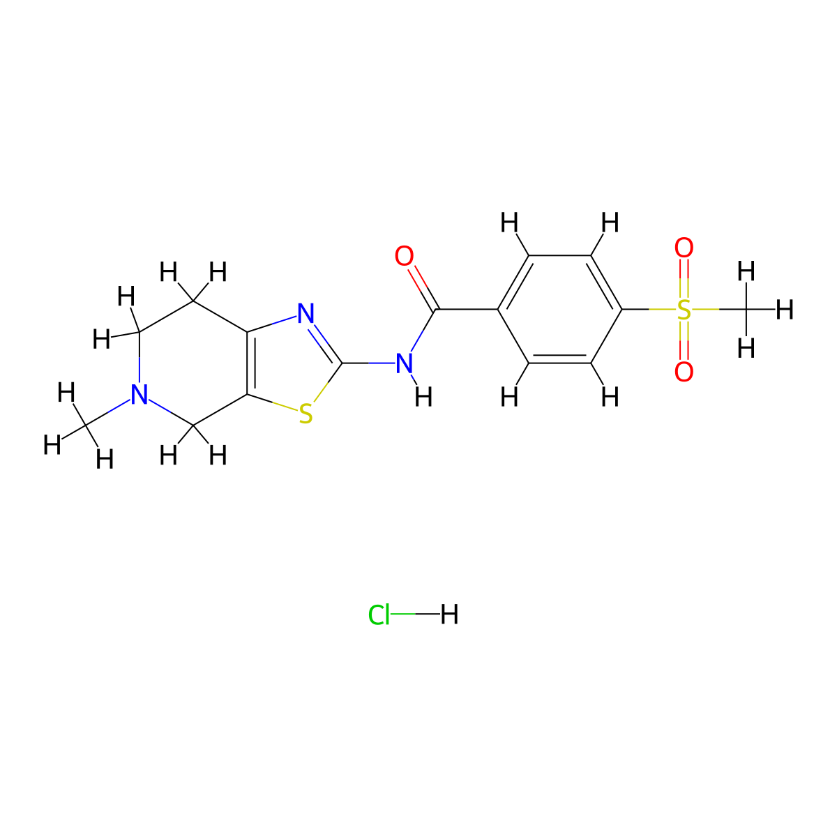 N-(5-methyl-4,5,6,7-tetrahydrothiazolo[5,4-c]pyridin-2-yl)-4-(methylsulfonyl)benzamide hydrochloride molecular structure, CAS 1185139-53-0