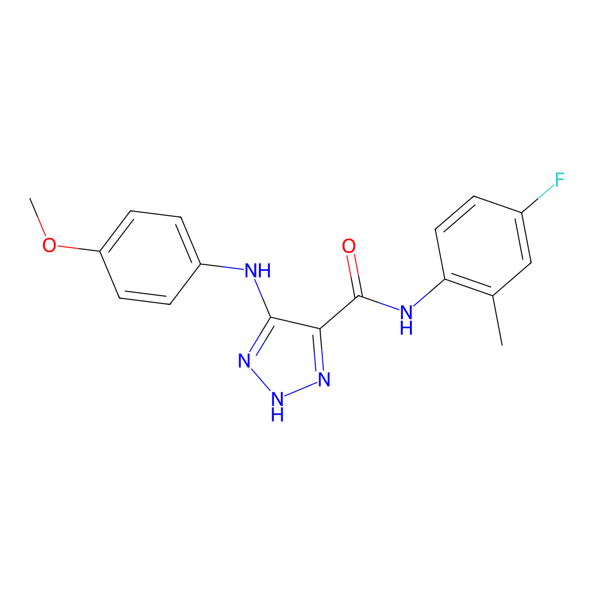N-(4-fluoro-2-methylphenyl)-5-((4-methoxyphenyl)amino)-1H-1,2,3-triazole-4-carboxamide molecular structure, CAS 1185139-71-2