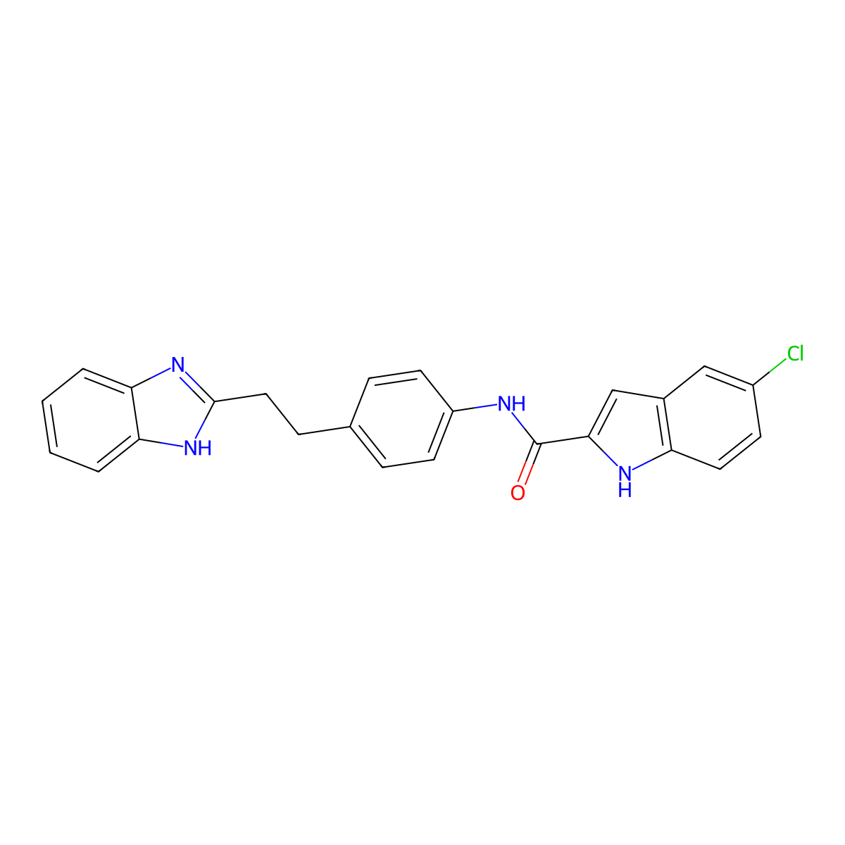 N-[4-[2-(1H-benzimidazol-2-yl)ethyl]phenyl]-5-chloro-1H-indole-2-carboxamide molecular structure, CAS 1185140-33-3