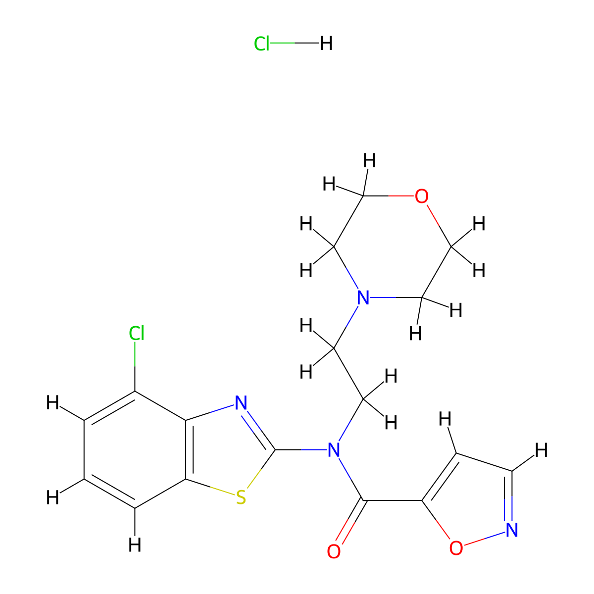 N-(4-chlorobenzo[d]thiazol-2-yl)-N-(2-morpholinoethyl)isoxazole-5-carboxamide hydrochloride molecular structure, CAS 1185141-35-8