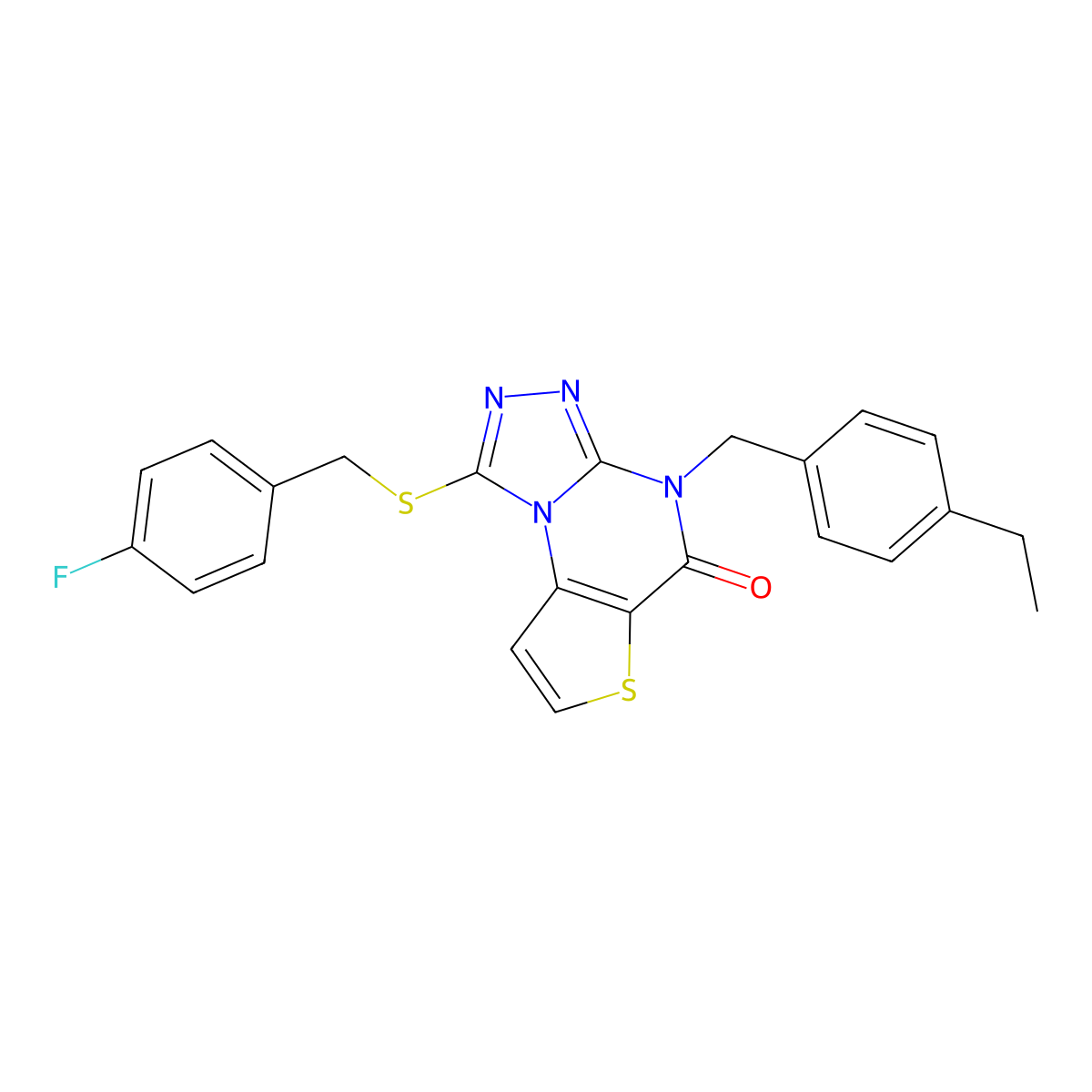 4-(4-ethylbenzyl)-1-((4-fluorobenzyl)thio)thieno[2,3-e][1,2,4]triazolo[4,3-a]pyrimidin-5(4H)-one molecular structure, CAS 1185142-00-0