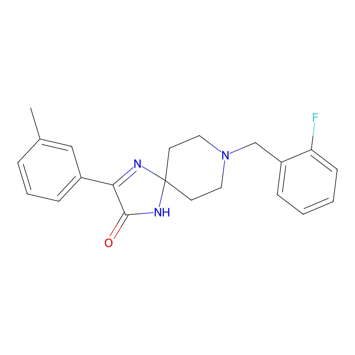 8-(2-Fluorobenzyl)-3-(m-tolyl)-1,4,8-triazaspiro[4.5]dec-3-en-2-one molecular structure, CAS 1185142-23-7